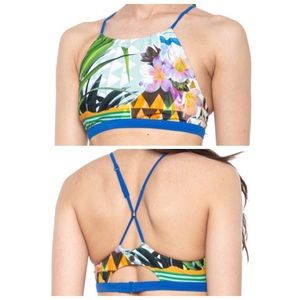 PRANA NWT Brina Bikini Swim Top Bluegrass Paradise Sz Large